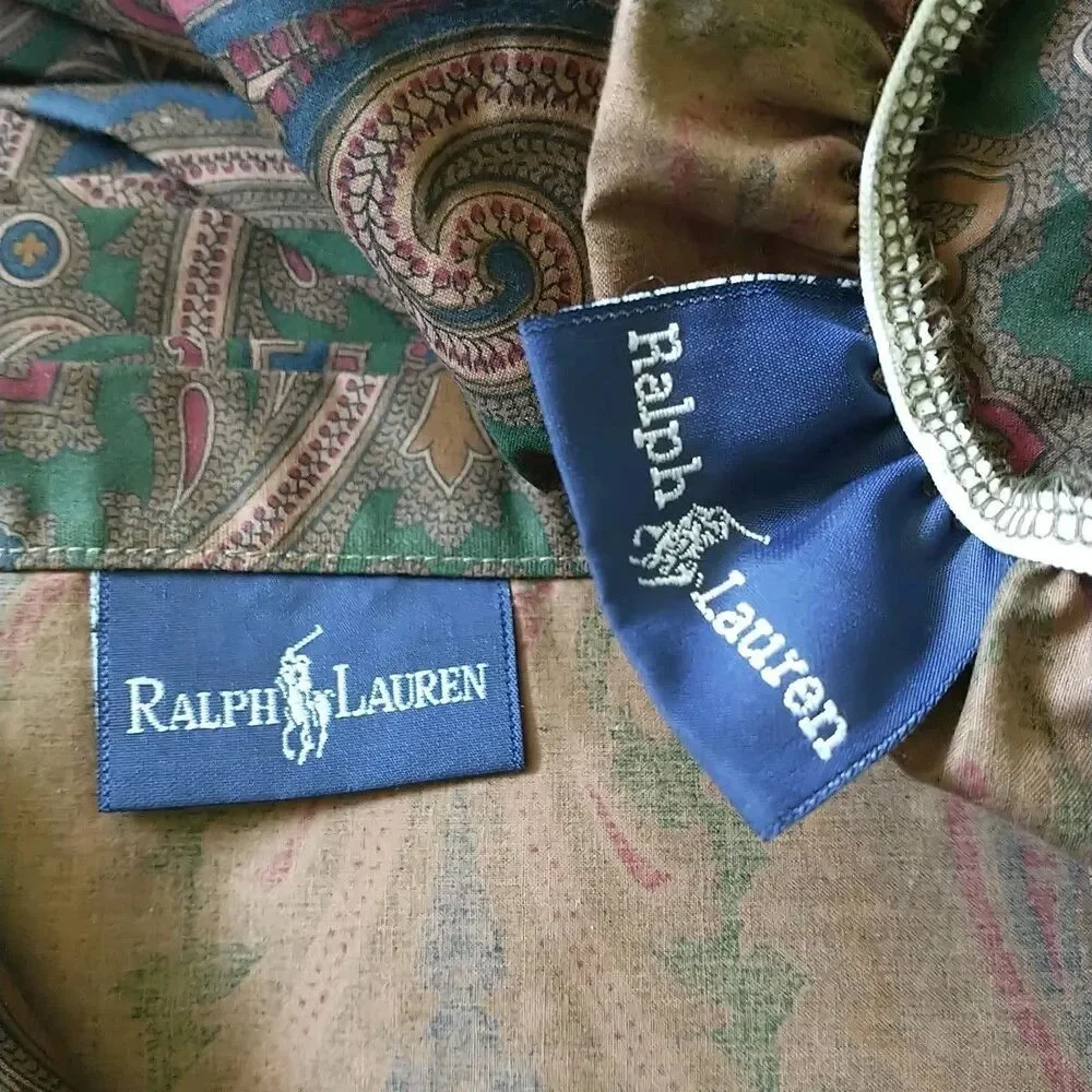 New Vtg Ralph Lauren Brianna Paisley Flat Fitted Sheet Set Queen Size